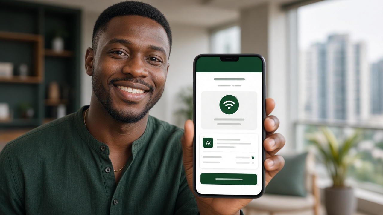 Person buying mobile data on a smartphone in Nigeria